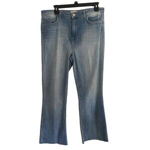 L'Agence Jeans Women's Size 32 Blue Cotton Blend Kendra Cropped Flare Raw Hem